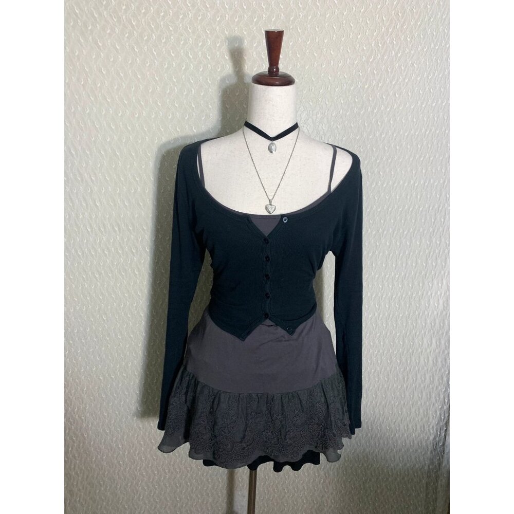 grey ruffle dress